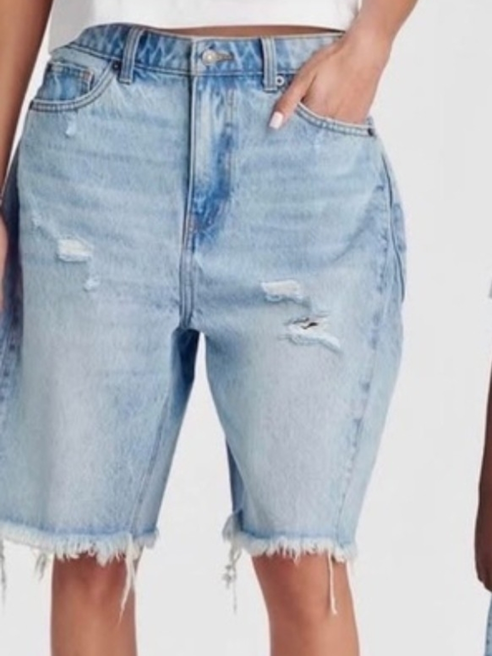 KBB by Khalana Wid Leg Bermuda Denim Shorts - Picture 4 of 4